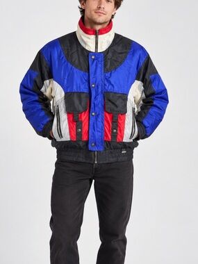 Vintage OSSI Skiwear Men’s L Colorblock Ski Jacket 90s Retro Insulated